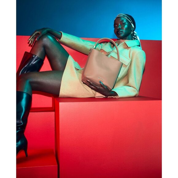 Donella Faux Leather Bucket Crossbody Bag Womens Adjustable Zipper - Picture 4 of 6